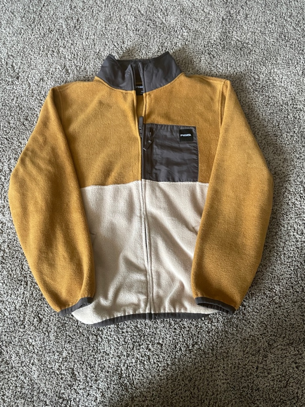 RSQ Two-Tone Gold and Cream Performance Fleece Jacket